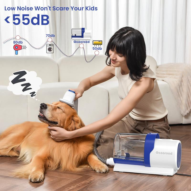 【Geoorood】 Geoorood Dog Grooming All-In-One Kit with Vacuum Brush 2.5L Large Pog, Stainless Steel Blades Lightweight Design 13Kpa Suction Force Portable Cleaning Set #Tiktokshopjumpstartsale