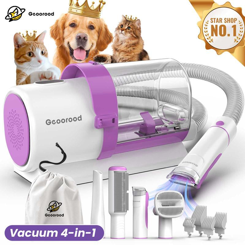 【Geoorood】 Geoorood Dog Grooming All-In-One Kit with Vacuum Brush 2.5L Large Pog, Stainless Steel Blades Lightweight Design 13Kpa Suction Force Portable Cleaning Set #Tiktokshopjumpstartsale
