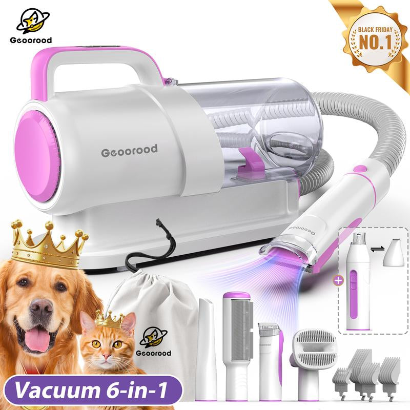 【Geoorood】 Geoorood Dog Grooming All-In-One Kit with Vacuum Brush 2.5L Large Pog, Stainless Steel Blades Lightweight Design 13Kpa Suction Force Portable Cleaning Set #Tiktokshopjumpstartsale