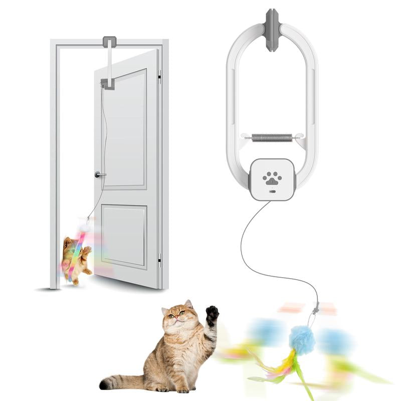 HAPPYCODE Electric Cat Teaser with Remote, Interactive Pet Toy, Rechargeable Door Clip Design, Dual Modes --- 360° Rotation and Irregular Jumping, Stimulates Mind & Body,Cat Toys, Cat Stuff Bird Cat Stuff Cat Toys,Christmas Gifts,Interactive Cat Toy