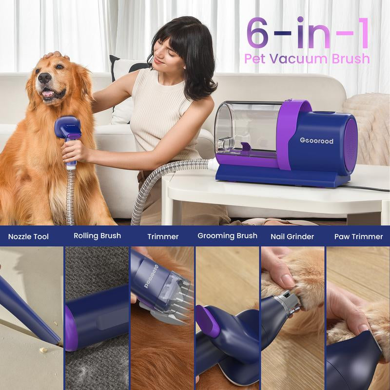 【Geoorood】 Geoorood Dog Grooming All-In-One Kit with Vacuum Brush 2.5L Large Pog, Stainless Steel Blades Lightweight Design 13Kpa Suction Force Portable Cleaning Set #Tiktokshopjumpstartsale