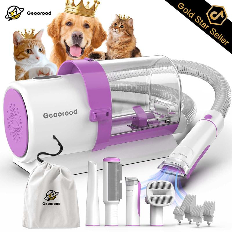 【Geoorood】 Geoorood Dog Grooming All-In-One Kit with Vacuum Brush 2.5L Large Pog, Stainless Steel Blades Lightweight Design 13Kpa Suction Force Portable Cleaning Set #Tiktokshopjumpstartsale
