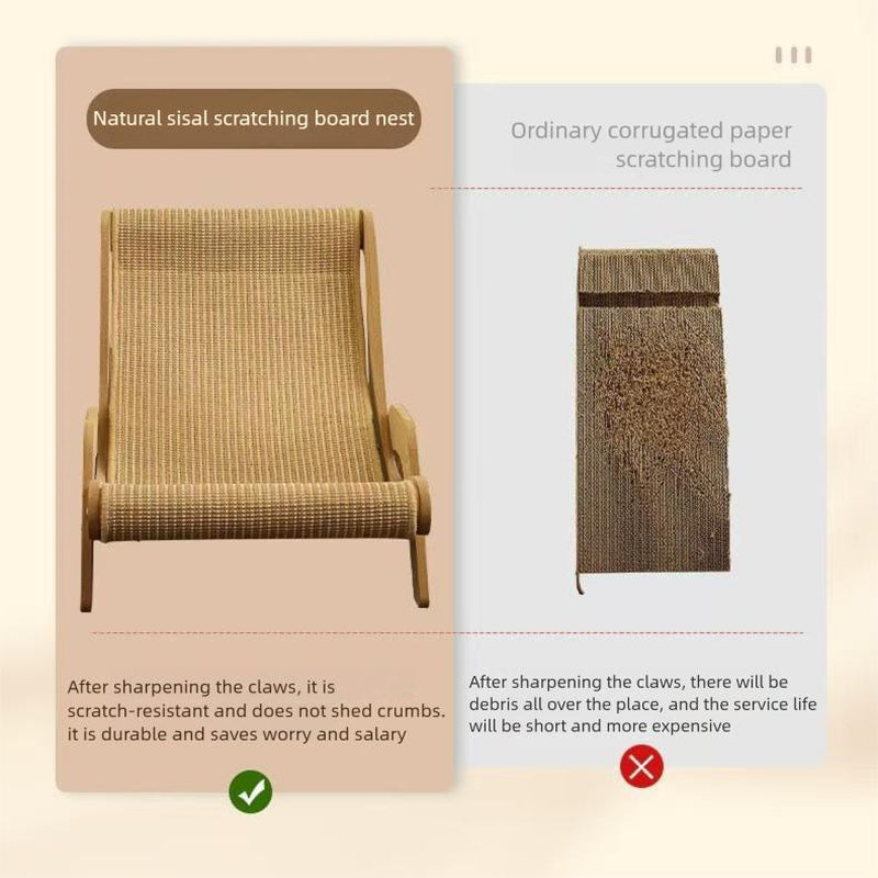 Cat Recliner Scraper Board Anti-Scratch Cat Nest Wooden Sword Hemp Grinding Claws Scratching Pad Pet Hammock Sofa Toy Carton Kitten Homemade