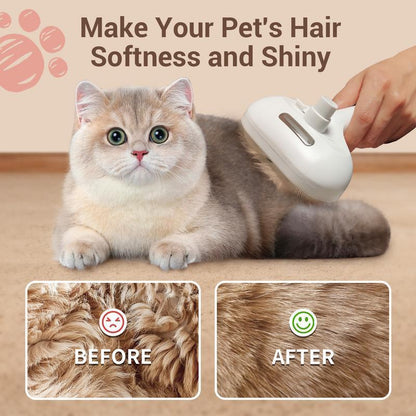 Steam Brush for Pets Long Short Haired, 3-In-1 Spray Dematting Comb with One-Button Clean, Grooming Tool for Small Animals