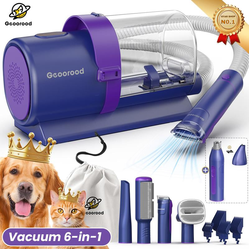 【Geoorood】 Geoorood Dog Grooming All-In-One Kit with Vacuum Brush 2.5L Large Pog, Stainless Steel Blades Lightweight Design 13Kpa Suction Force Portable Cleaning Set #Tiktokshopjumpstartsale