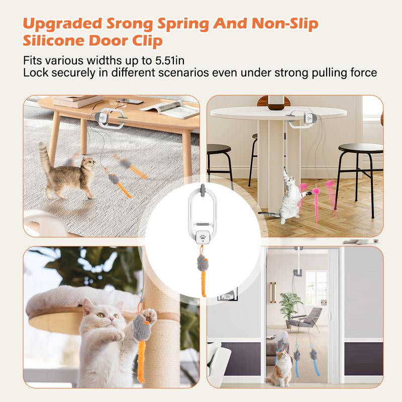 HAPPYCODE Electric Cat Teaser with Remote, Interactive Pet Toy, Rechargeable Door Clip Design, Dual Modes --- 360° Rotation and Irregular Jumping, Stimulates Mind & Body,Cat Toys, Cat Stuff Bird Cat Stuff Cat Toys,Christmas Gifts,Interactive Cat Toy