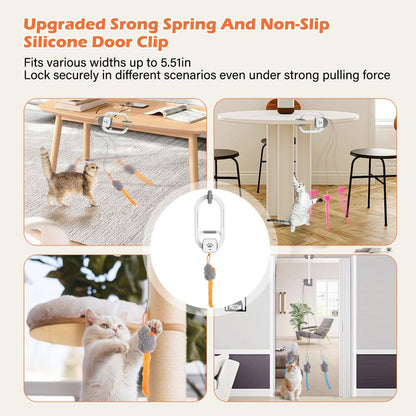 HAPPYCODE Electric Cat Teaser with Remote, Interactive Pet Toy, Rechargeable Door Clip Design, Dual Modes --- 360° Rotation and Irregular Jumping, Stimulates Mind & Body,Cat Toys, Cat Stuff Bird Cat Stuff Cat Toys,Christmas Gifts,Interactive Cat Toy