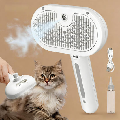 Steam Brush for Pets Long Short Haired, 3-In-1 Spray Dematting Comb with One-Button Clean, Grooming Tool for Small Animals