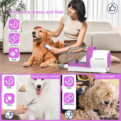 【Geoorood】 Geoorood Dog Grooming All-In-One Kit with Vacuum Brush 2.5L Large Pog, Stainless Steel Blades Lightweight Design 13Kpa Suction Force Portable Cleaning Set #Tiktokshopjumpstartsale