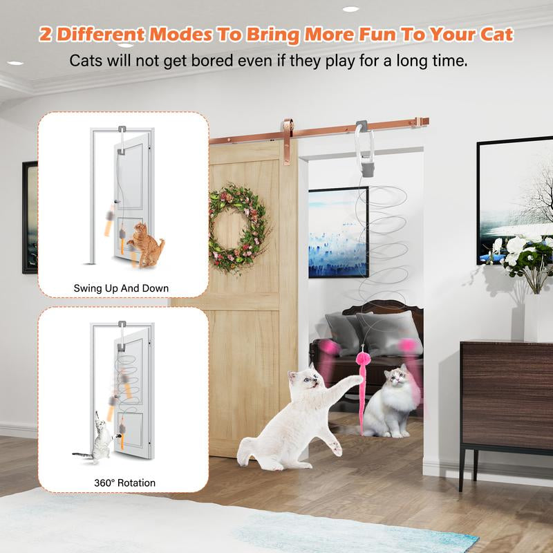 HAPPYCODE Electric Cat Teaser with Remote, Interactive Pet Toy, Rechargeable Door Clip Design, Dual Modes --- 360° Rotation and Irregular Jumping, Stimulates Mind & Body,Cat Toys, Cat Stuff Bird Cat Stuff Cat Toys,Christmas Gifts,Interactive Cat Toy