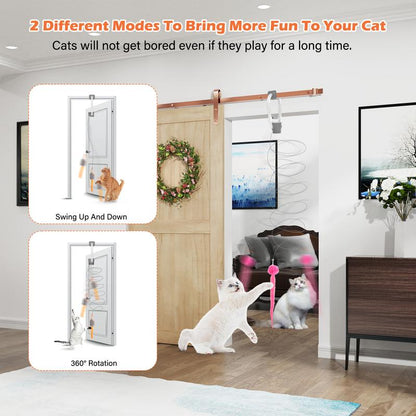 HAPPYCODE Electric Cat Teaser with Remote, Interactive Pet Toy, Rechargeable Door Clip Design, Dual Modes --- 360° Rotation and Irregular Jumping, Stimulates Mind & Body,Cat Toys, Cat Stuff Bird Cat Stuff Cat Toys,Christmas Gifts,Interactive Cat Toy
