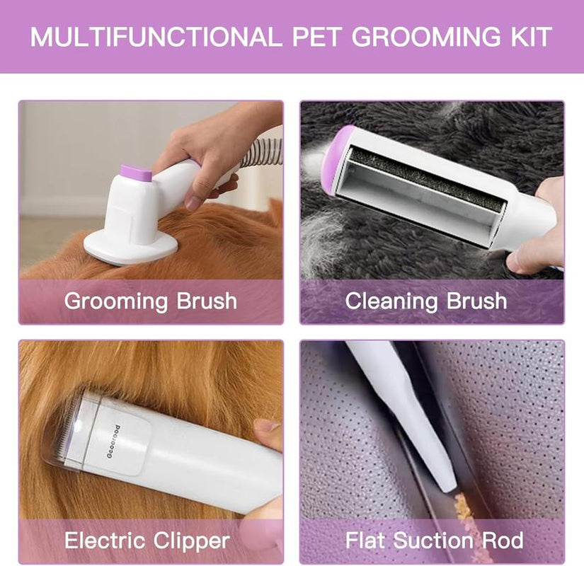 【Geoorood】 Geoorood Dog Grooming All-In-One Kit with Vacuum Brush 2.5L Large Pog, Stainless Steel Blades Lightweight Design 13Kpa Suction Force Portable Cleaning Set #Tiktokshopjumpstartsale