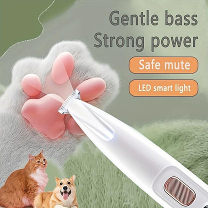 Rechargeable Pet Hair Trimmer Kit, Pet Paw Trimmer, Cordless Quiet Dog Trimmer for Grooming with LED Light, Small Dog Grooming Clippers for Dogs & Cats, Pet Grooming Tool,Waterproof, Low Noise Pet Shaver